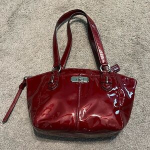 Gorgeous Coach Deep Red Patent Leather handbag
